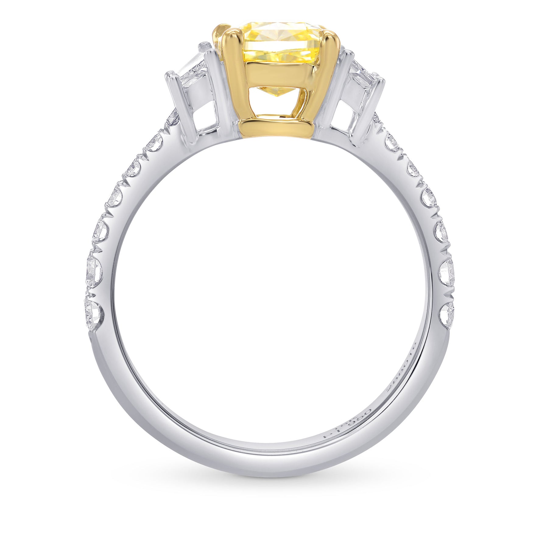 Fancy Yellow Cushion & Trapezoid Diamond Ring