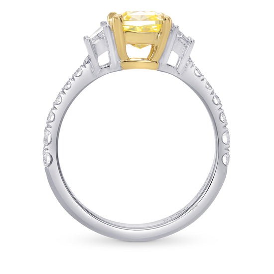 Fancy Yellow Cushion & Trapezoid Diamond Ring