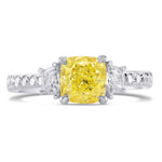 Fancy Yellow Cushion & Trapezoid Diamond Ring