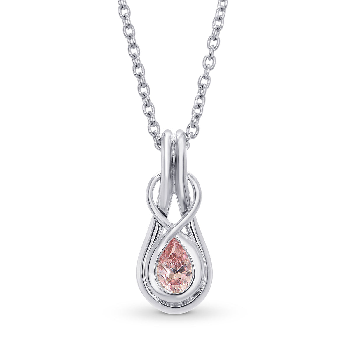 Platinum Fancy Intense Pink Pear Diamond Drop Pendant