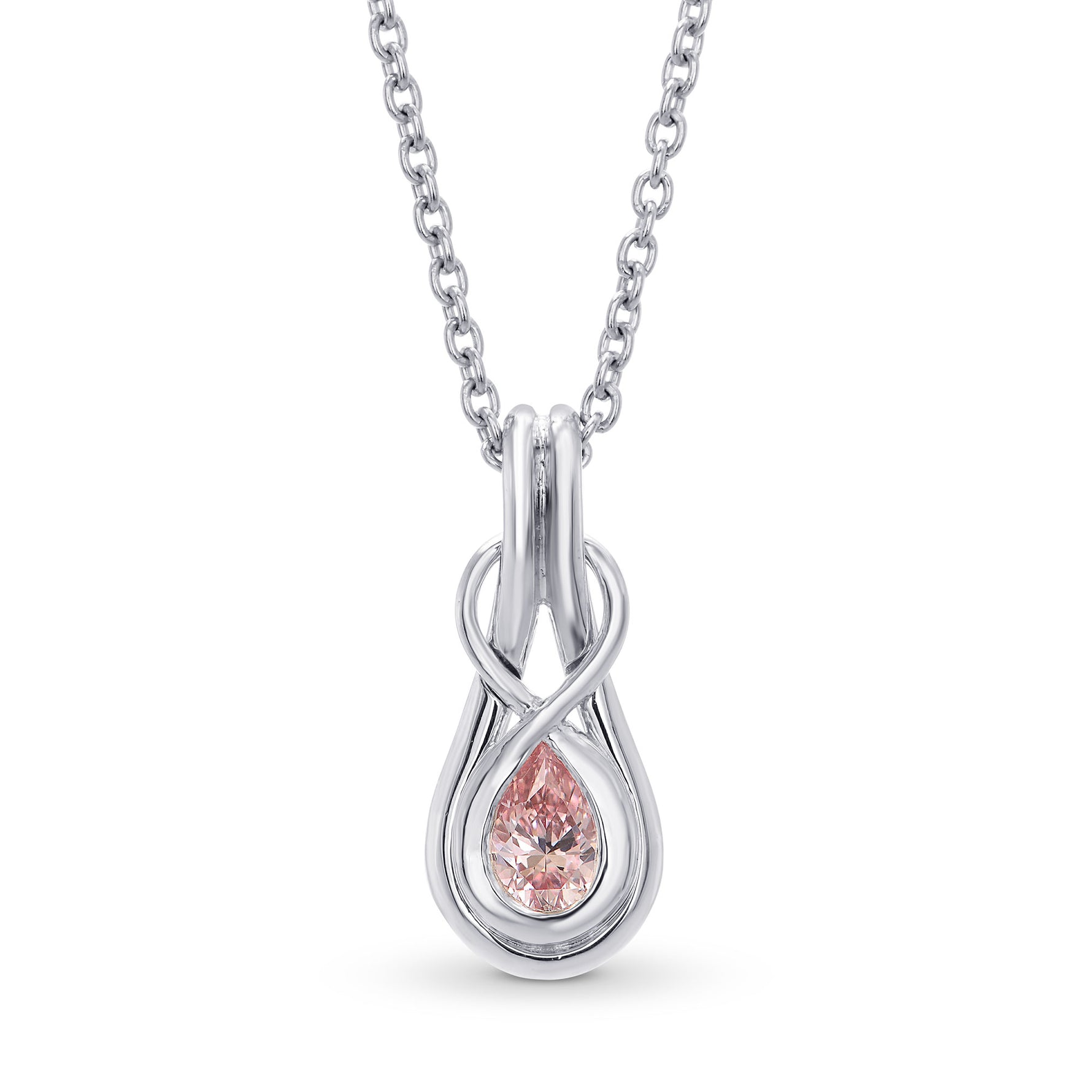 Platinum Fancy Intense Pink Pear Diamond Drop Pendant