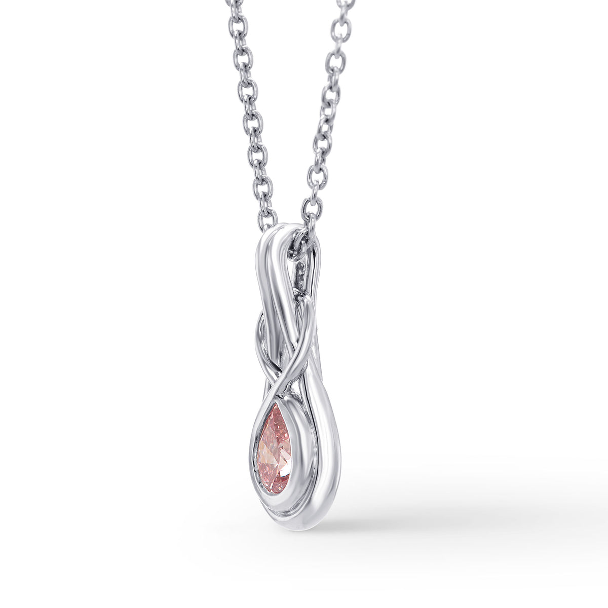 Platinum Fancy Intense Pink Pear Diamond Drop Pendant