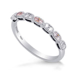 Pink & White Diamond Band Ring with Milgrain