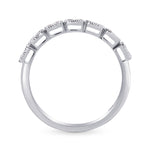 Pink & White Diamond Band Ring with Milgrain