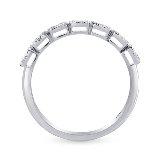Pink & White Diamond Band Ring with Milgrain
