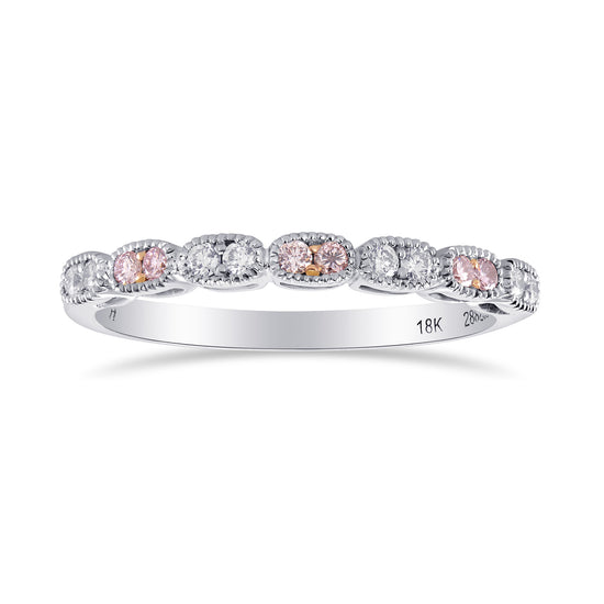 Pink & White Diamond Band Ring with Milgrain