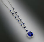 Vivid Blue Cushion Sapphire & Diamond Necklace