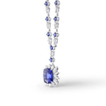 Vivid Blue Cushion Sapphire & Diamond Necklace