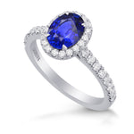 Sapphire & Diamond Halo Ring