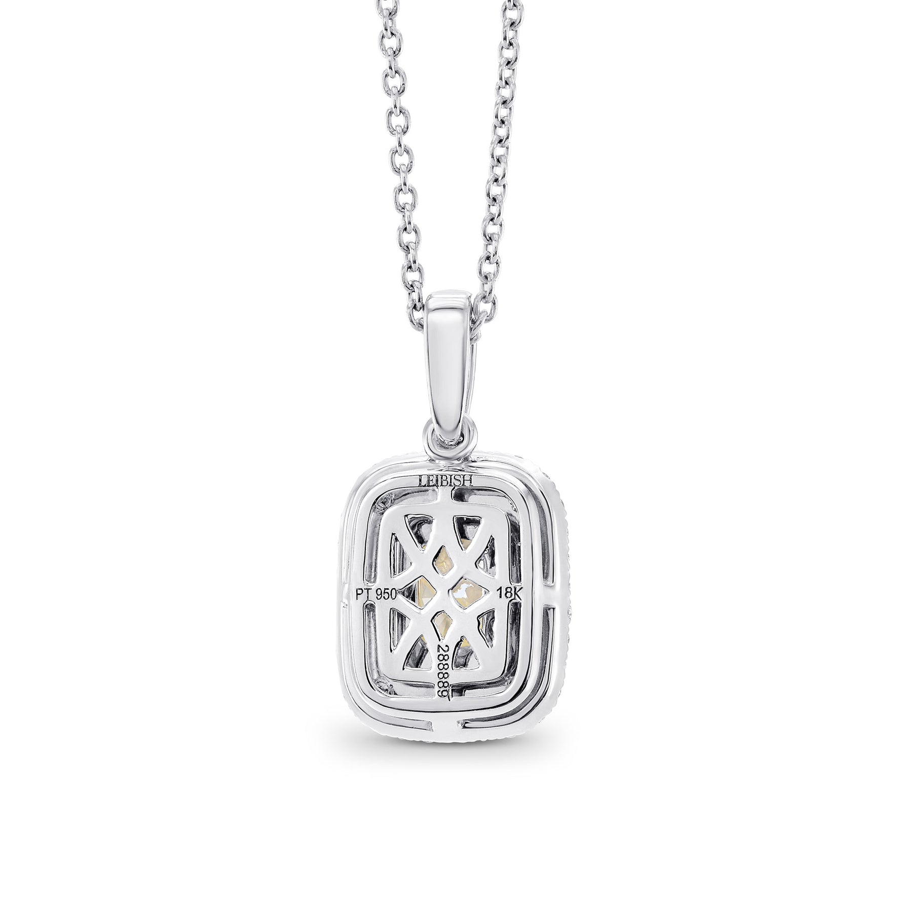 Fancy Intense Yellow Radiant Diamond Double Halo Drop Pendant