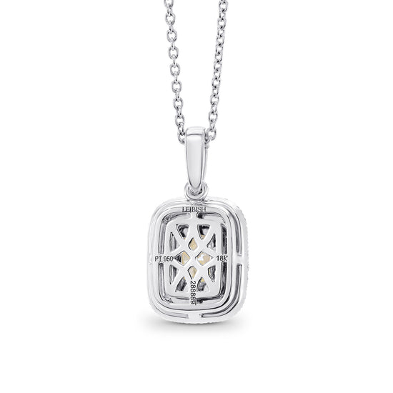 Fancy Intense Yellow Radiant Diamond Double Halo Drop Pendant