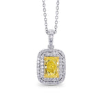Fancy Intense Yellow Radiant Diamond Double Halo Drop Pendant