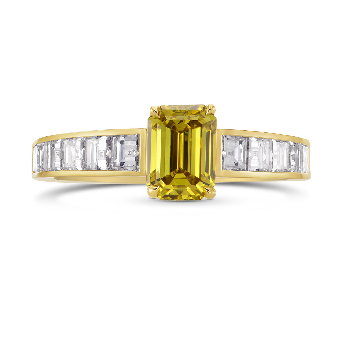 Fancy Deep Brownish Greenish Yellow Emerald-cut Diamond