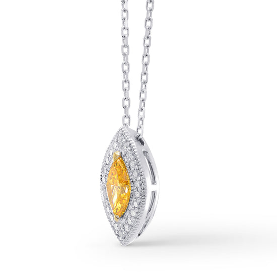 Orange Marquise Diamond Halo Pendant