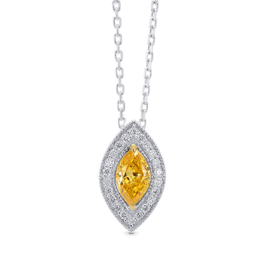 Orange Marquise Diamond Halo Pendant