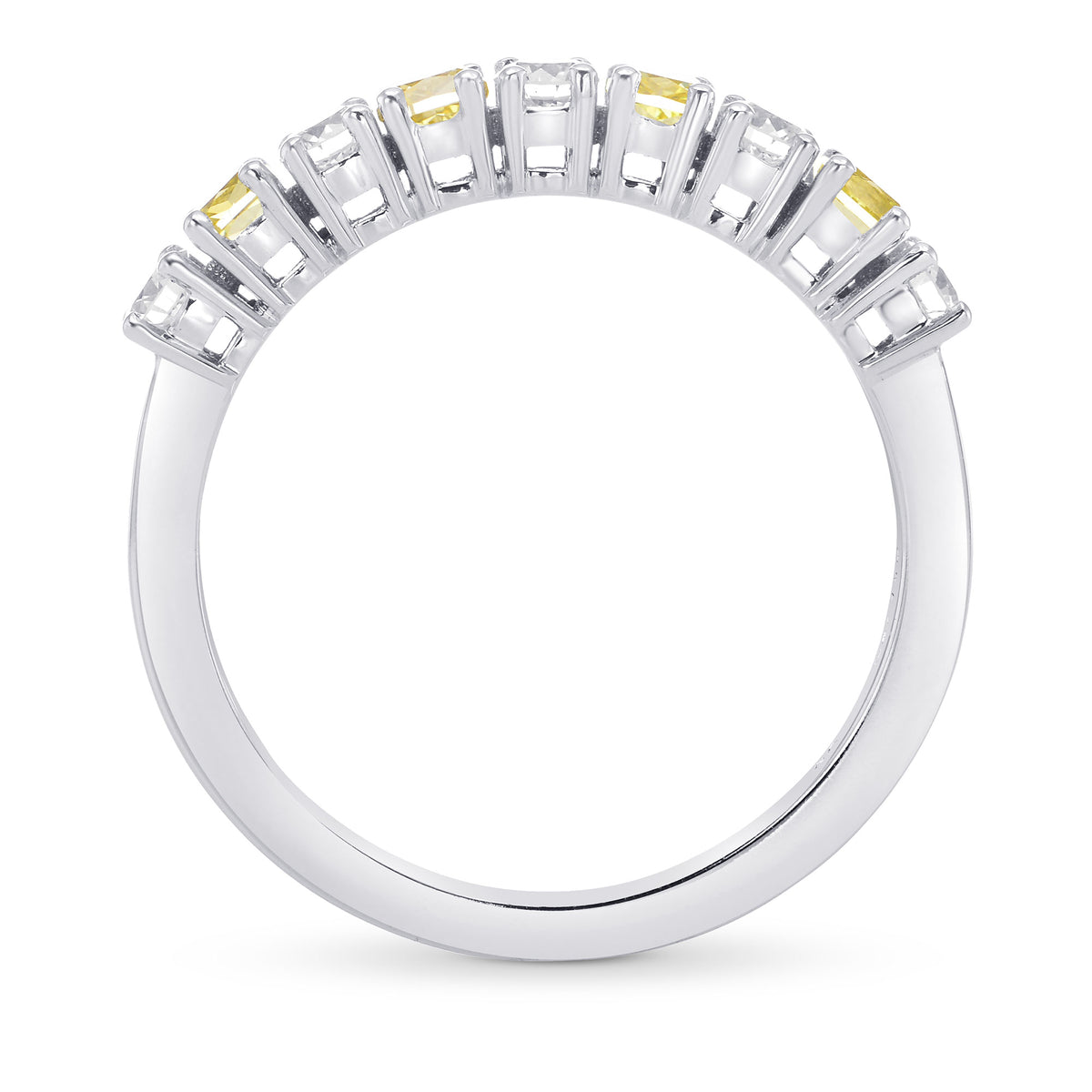 Fancy Intense Yellow Radiant & White Diamond Band Ring
