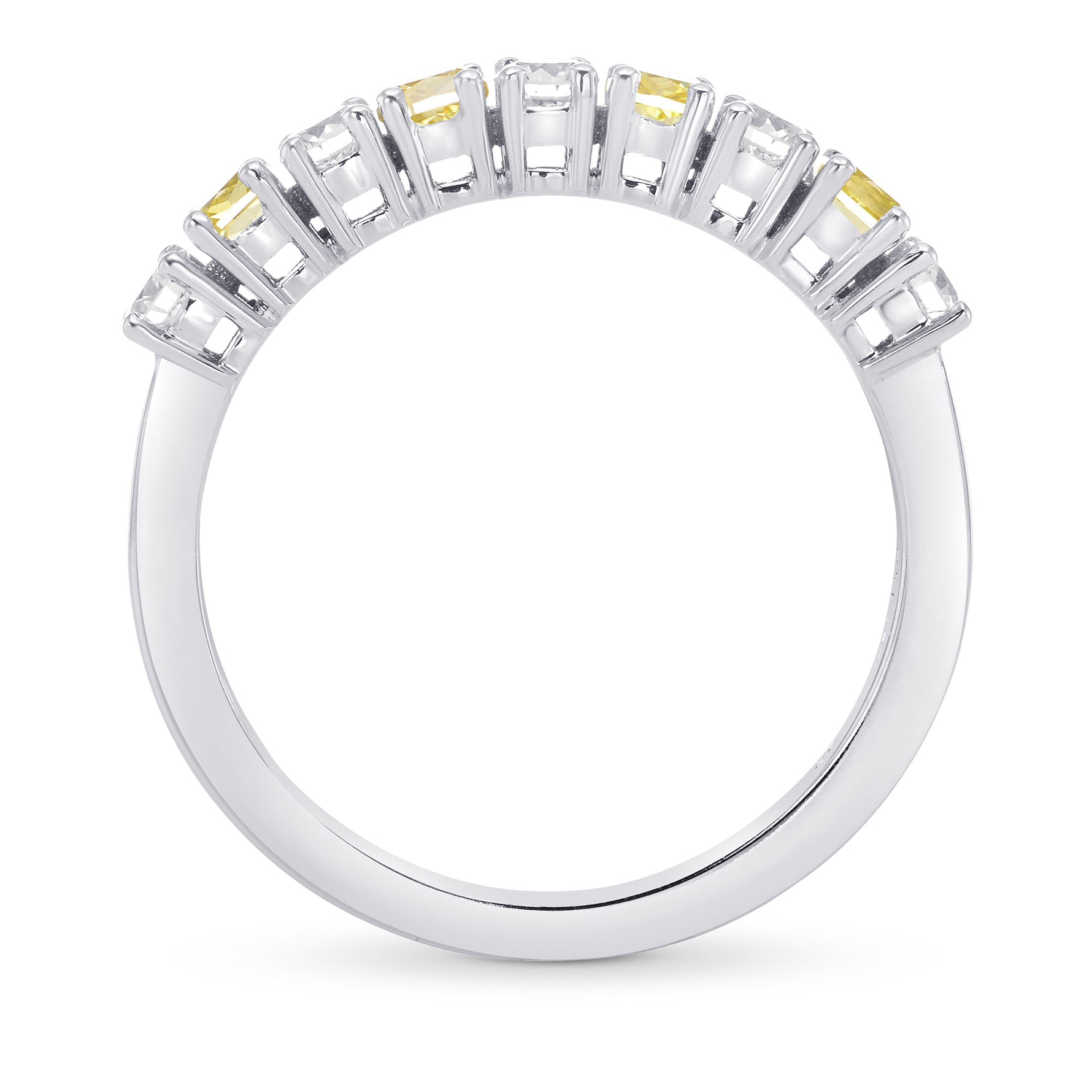 Fancy Intense Yellow Radiant & White Diamond Band Ring