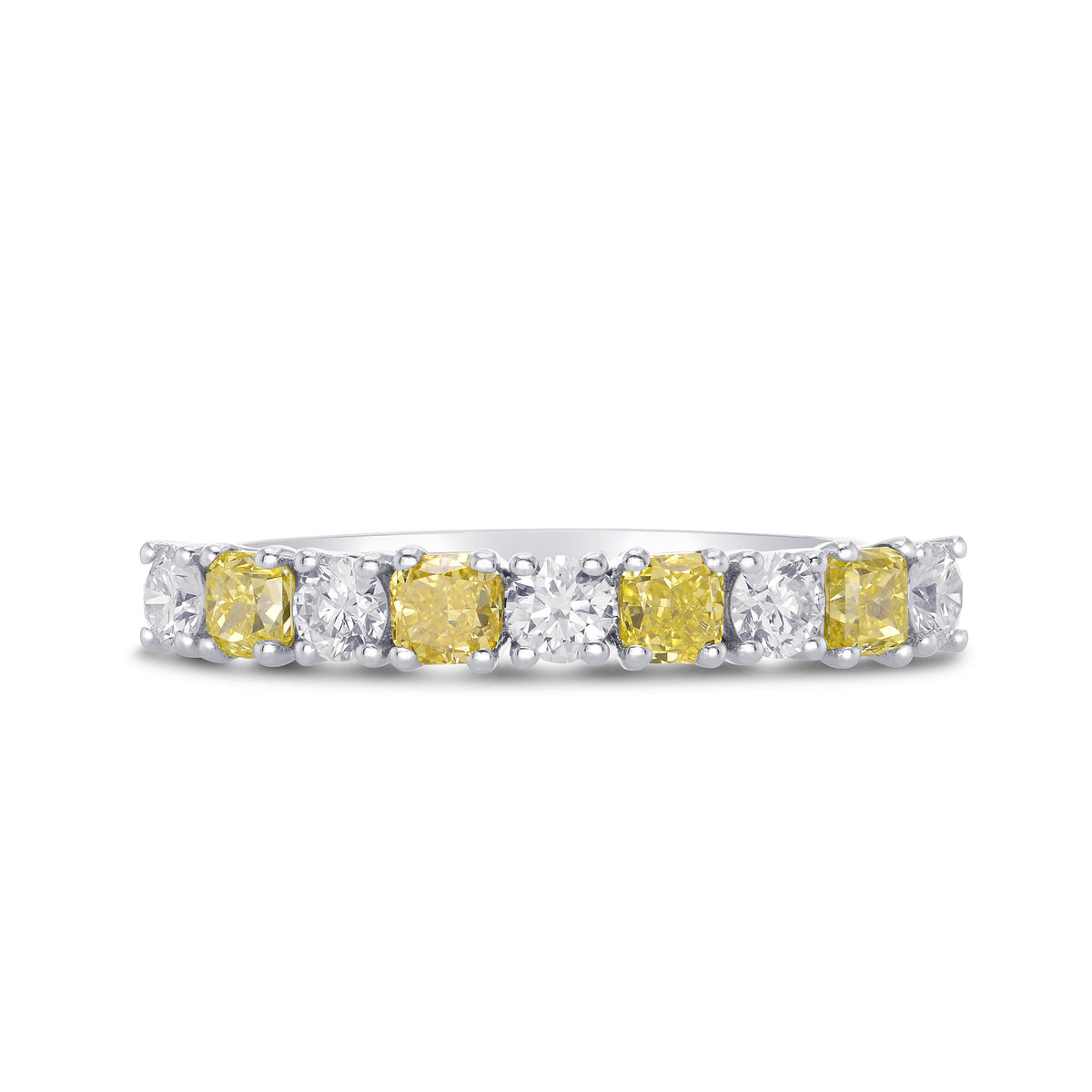 Fancy Intense Yellow Radiant & White Diamond Band Ring