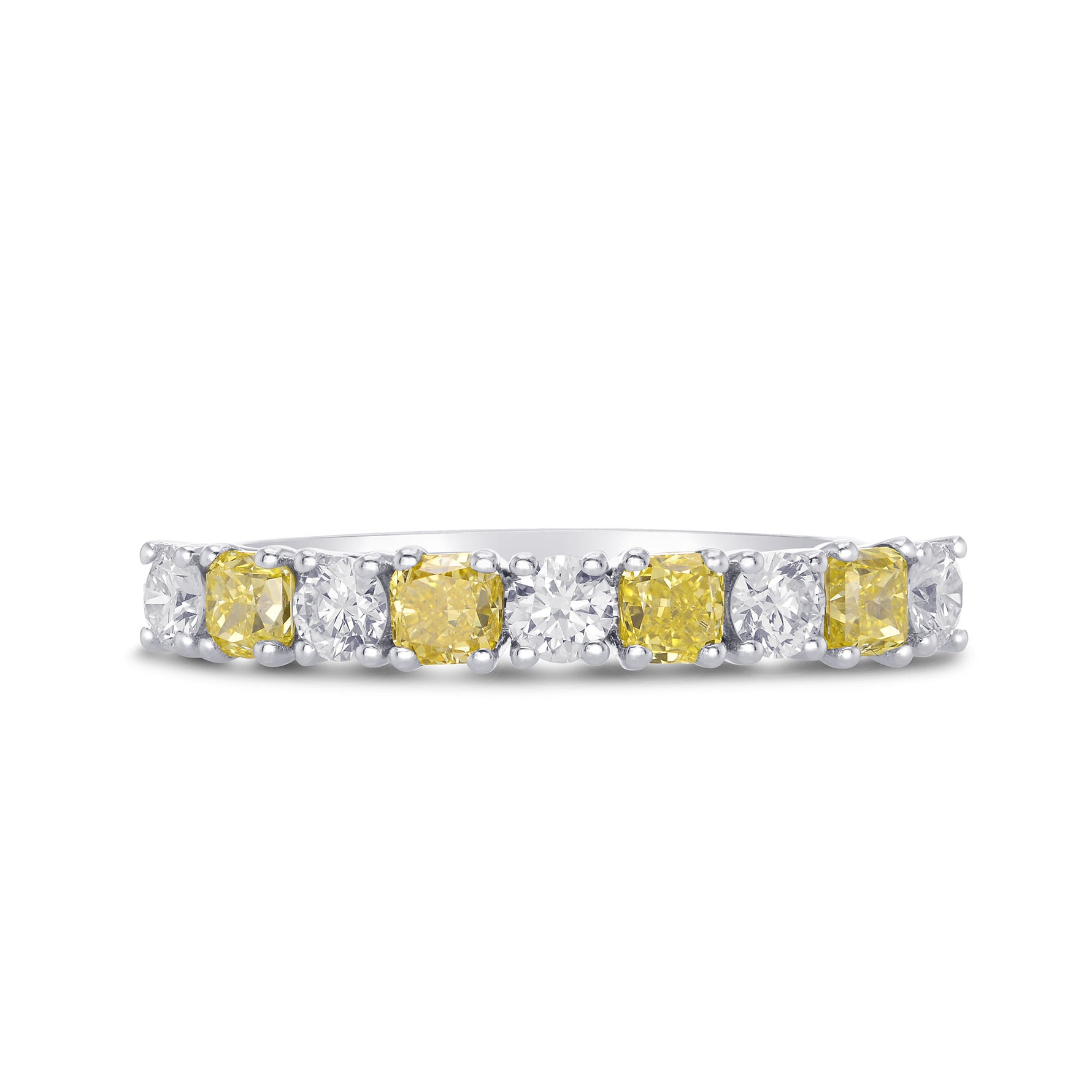 Fancy Intense Yellow Radiant & White Diamond Band Ring