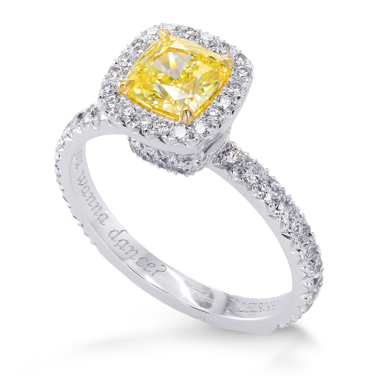 Queens Halo Fancy Intense Yellow Diamond Ring
