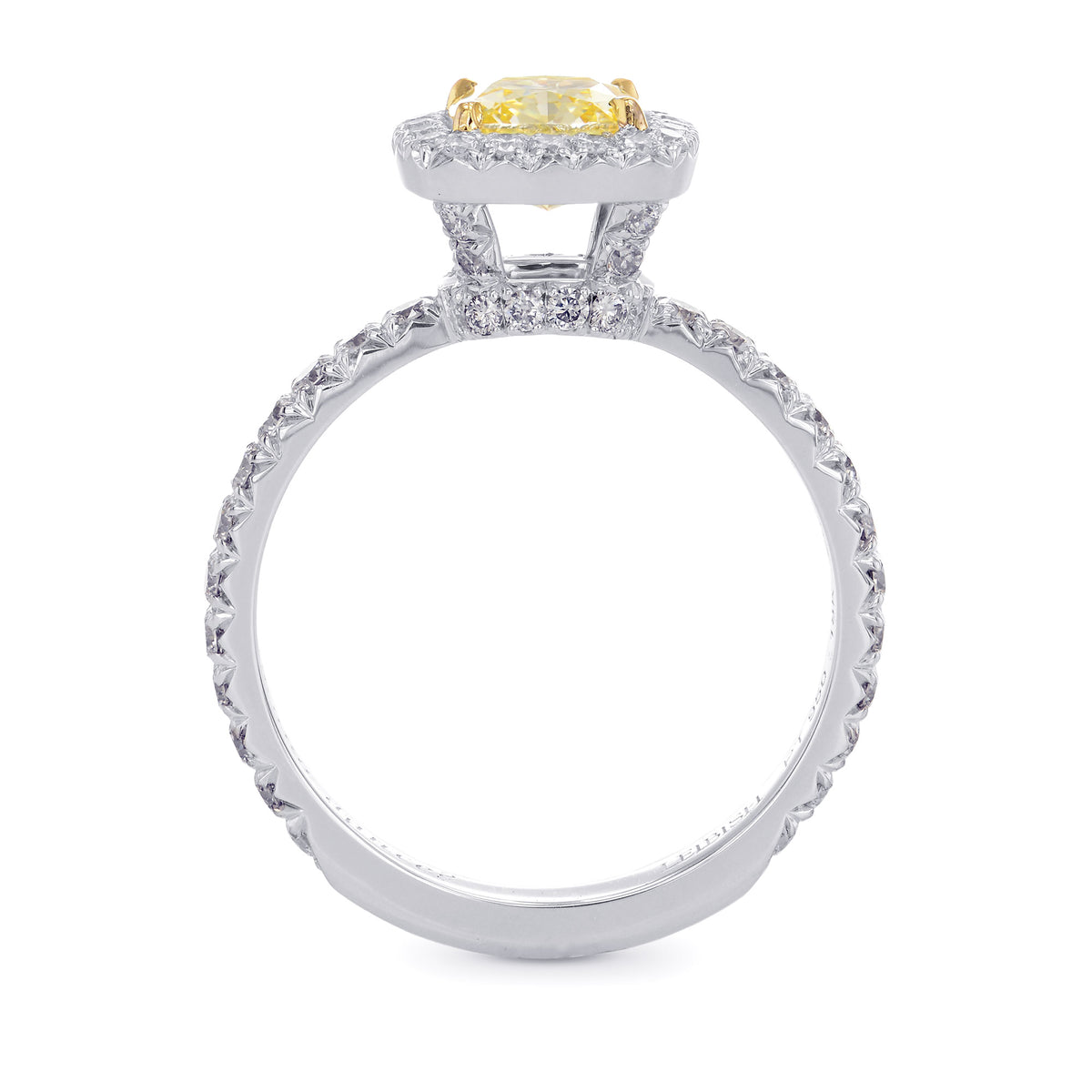 Queens Halo Fancy Intense Yellow Diamond Ring