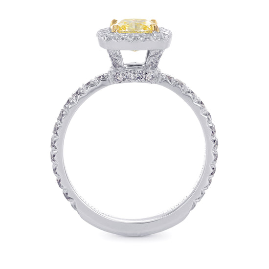 Queens Halo Fancy Intense Yellow Diamond Ring
