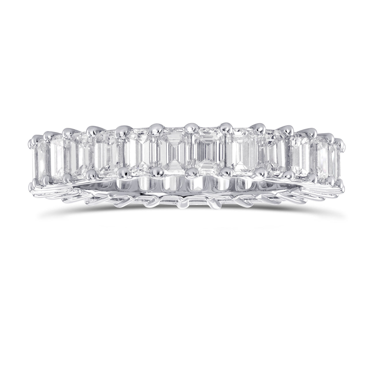 Platinum Emerald-Cut Diamond Full Eternity Band Ring