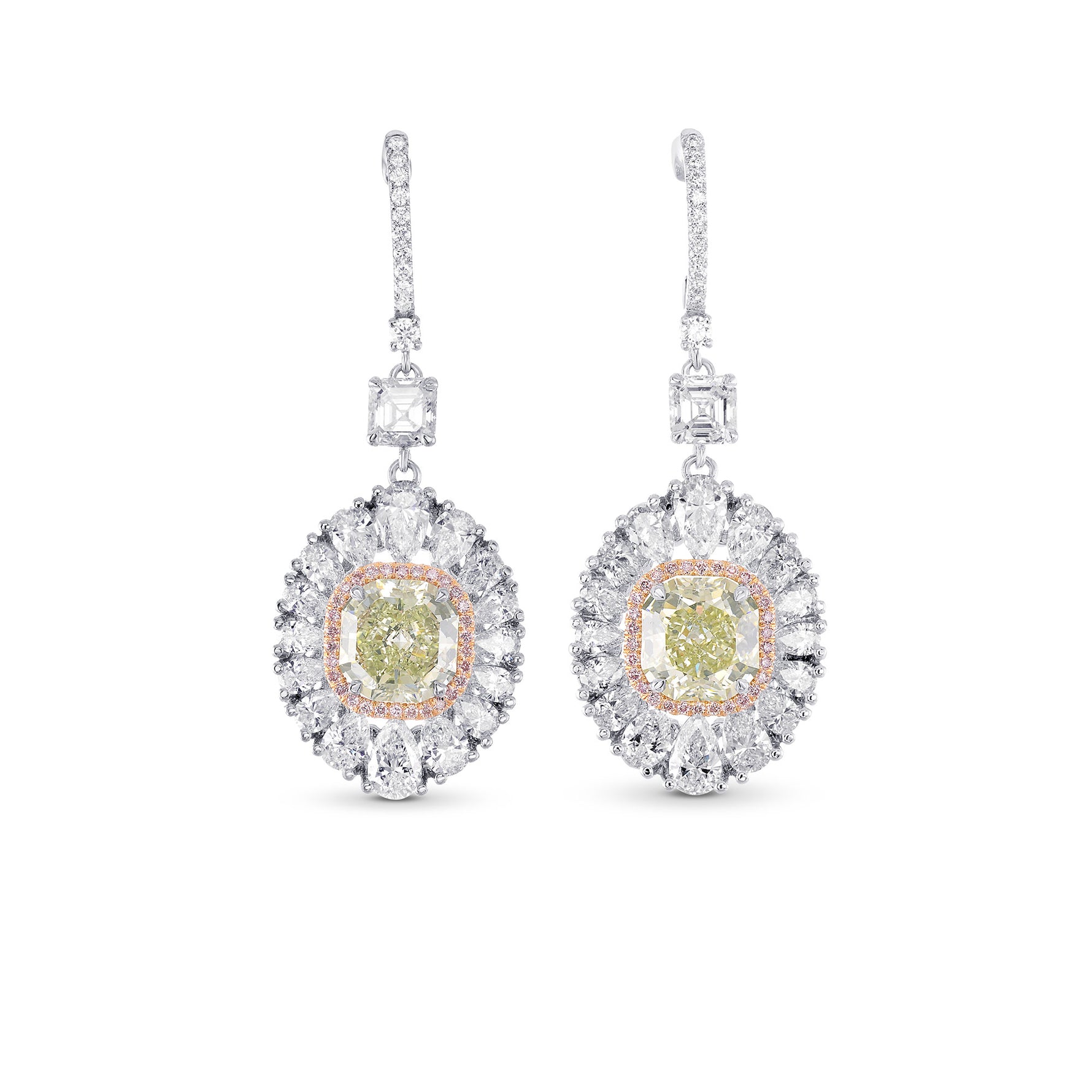 Extraordinary Green Diamond Drop Earrings