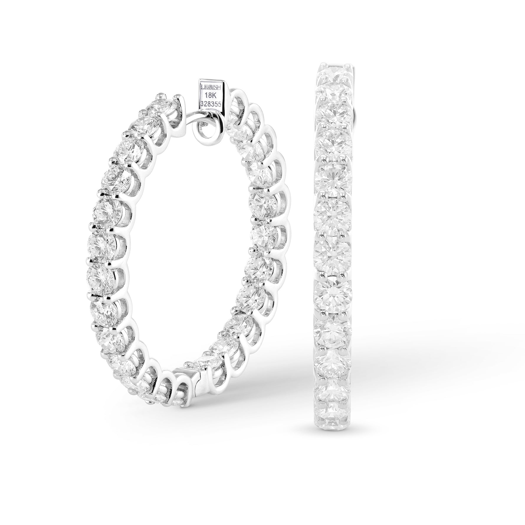 Round Brilliant Hoop Diamond Earrings - 2