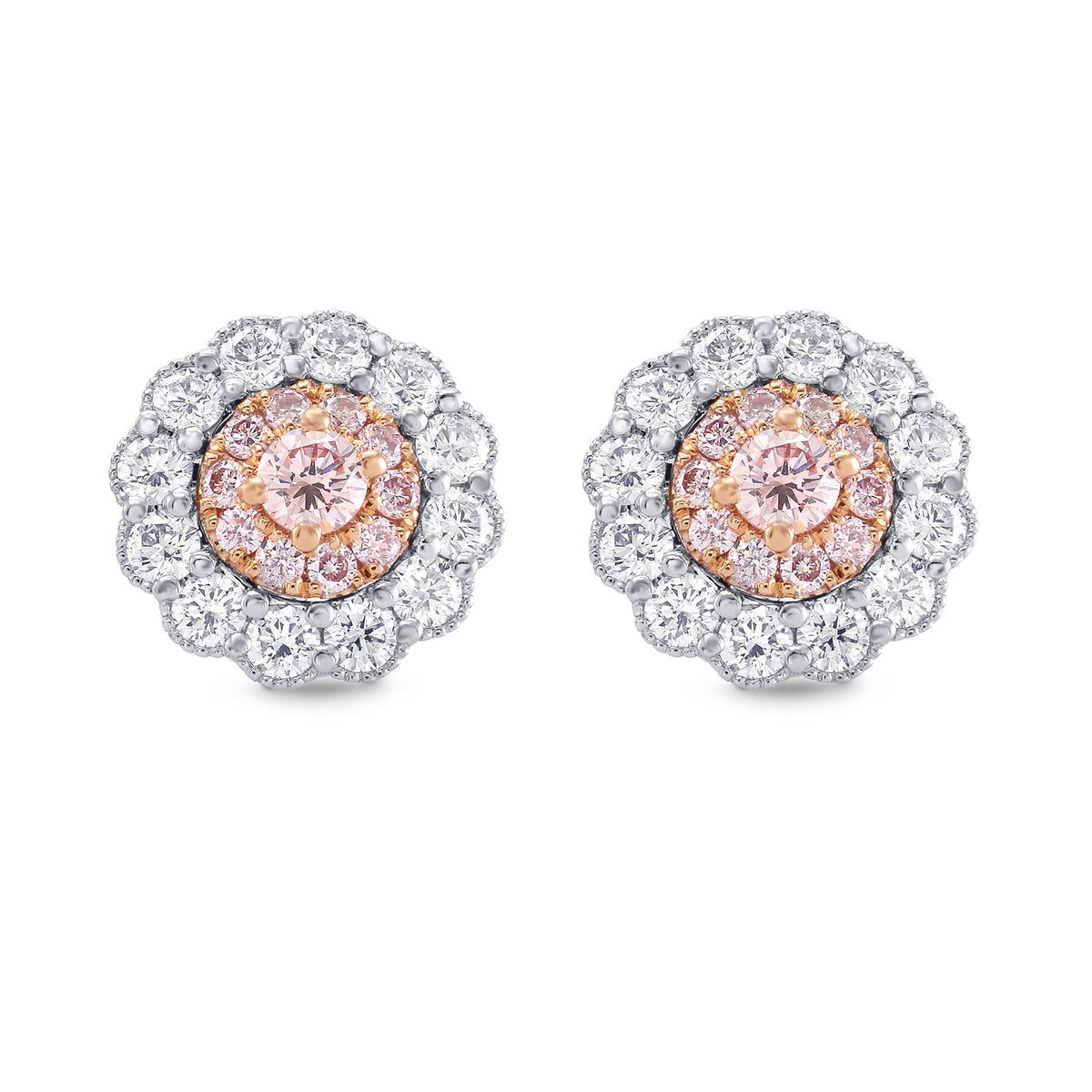 Fancy Pink Diamond Floral Earrings