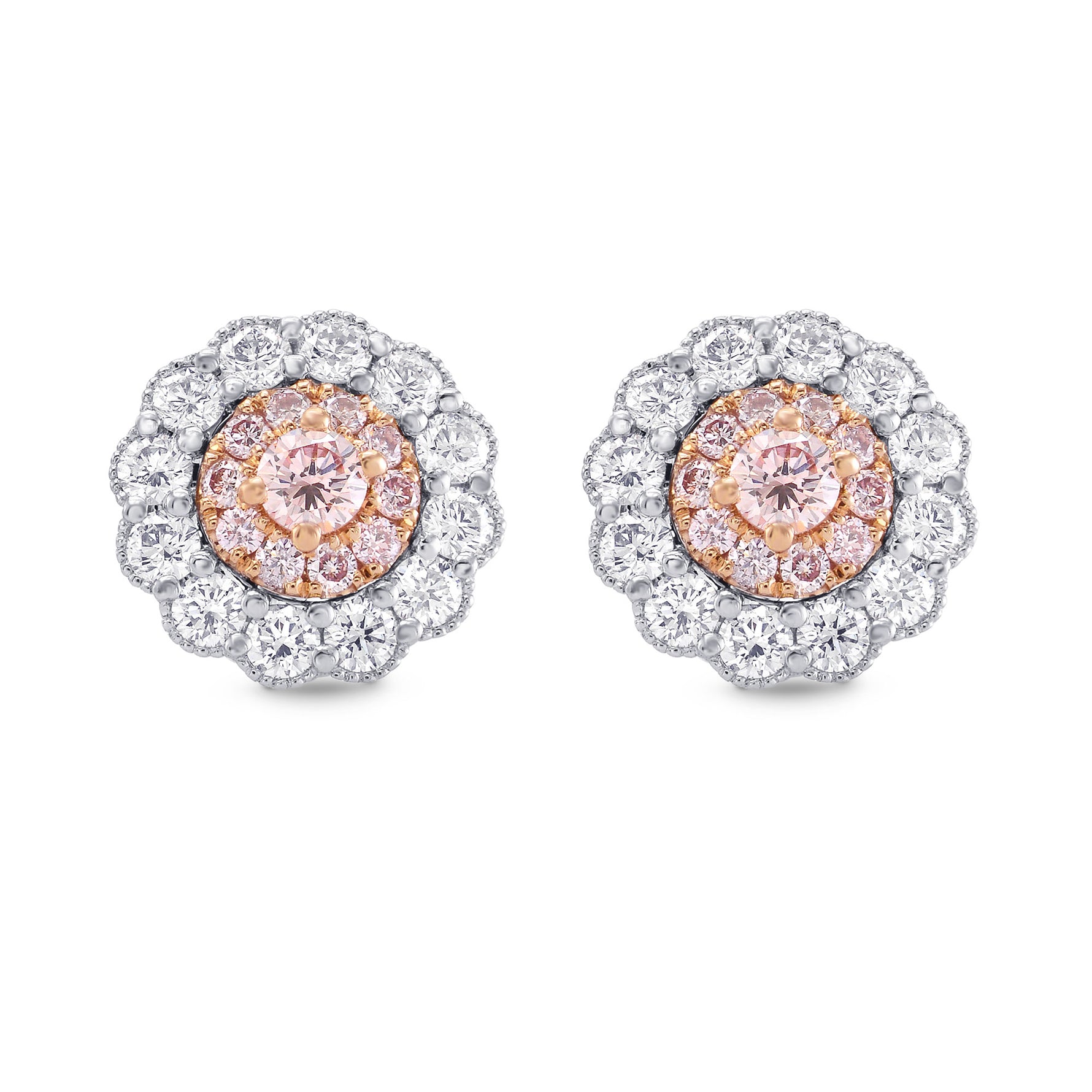 Fancy Pink Diamond Floral Earrings