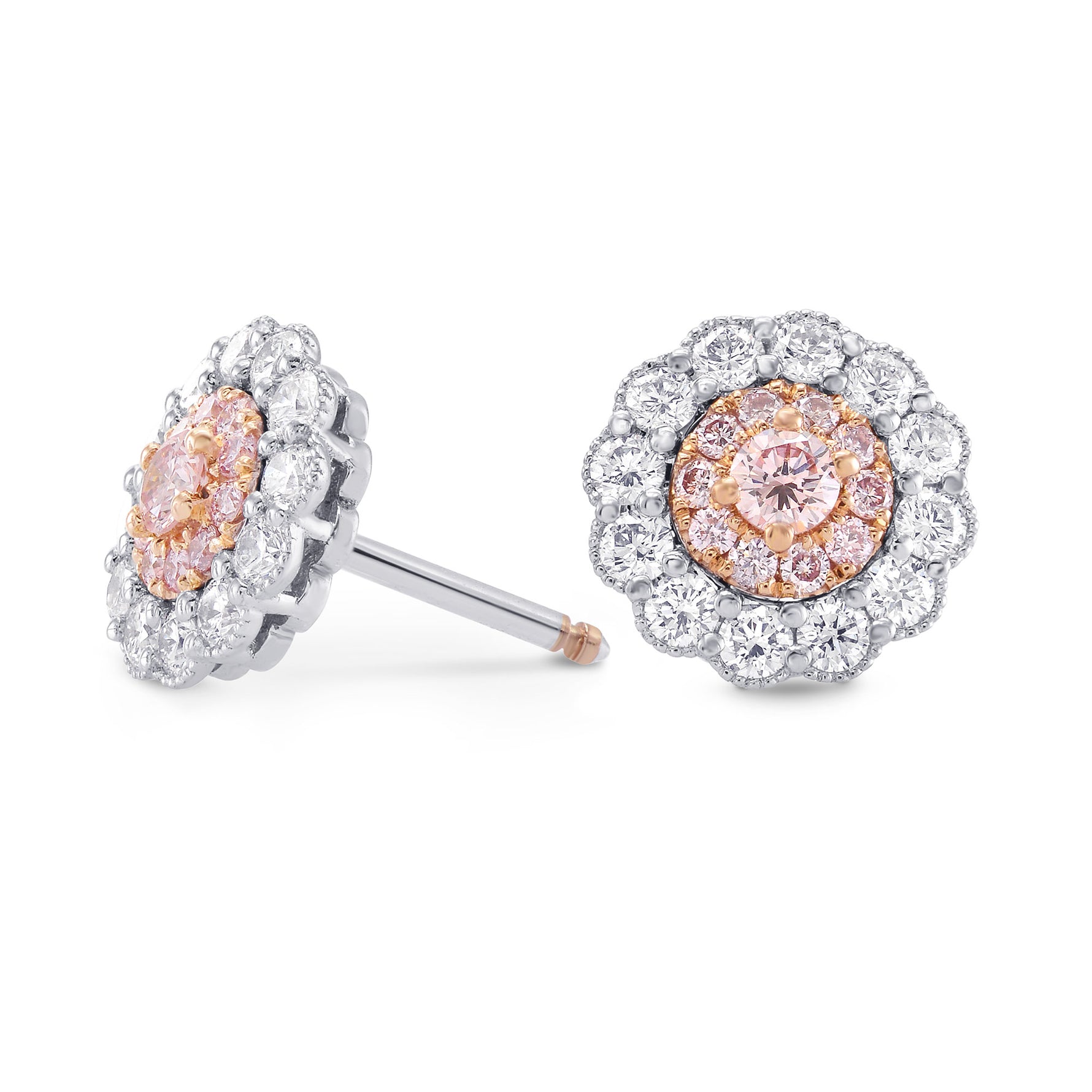Fancy Pink Diamond Floral Earrings