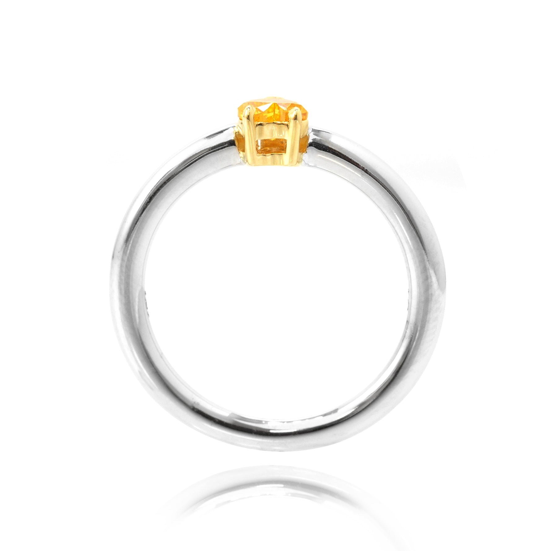 Fancy Vivid Orangy Yellow Diamond Heart Solitaire Ring