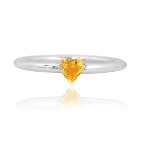Fancy Vivid Orangy Yellow Diamond Heart Solitaire Ring