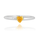Fancy Vivid Orangy Yellow Diamond Heart Solitaire Ring
