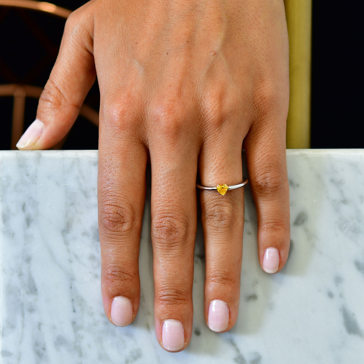 Fancy Vivid Orangy Yellow Diamond Heart Solitaire Ring