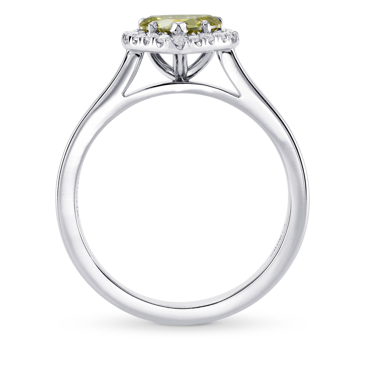 Fancy Brownish Greenish Yellow Heart Diamond Halo Ring