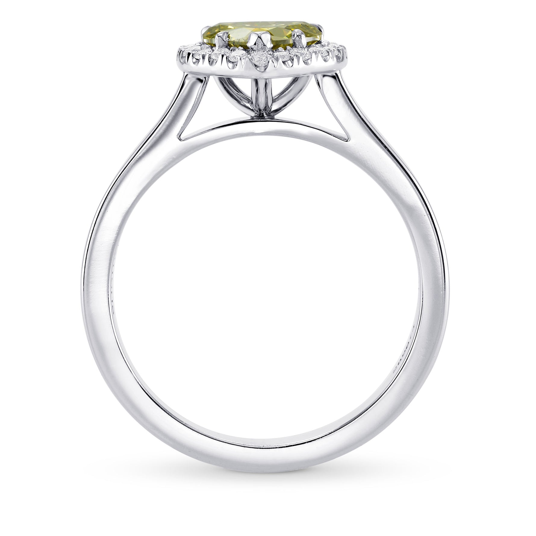 Fancy Brownish Greenish Yellow Heart Diamond Halo Ring