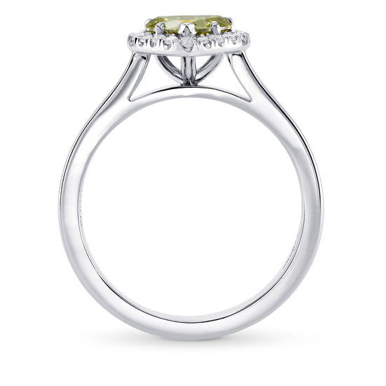 Fancy Brownish Greenish Yellow Heart Diamond Halo Ring