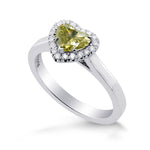 Fancy Brownish Greenish Yellow Heart Diamond Halo Ring