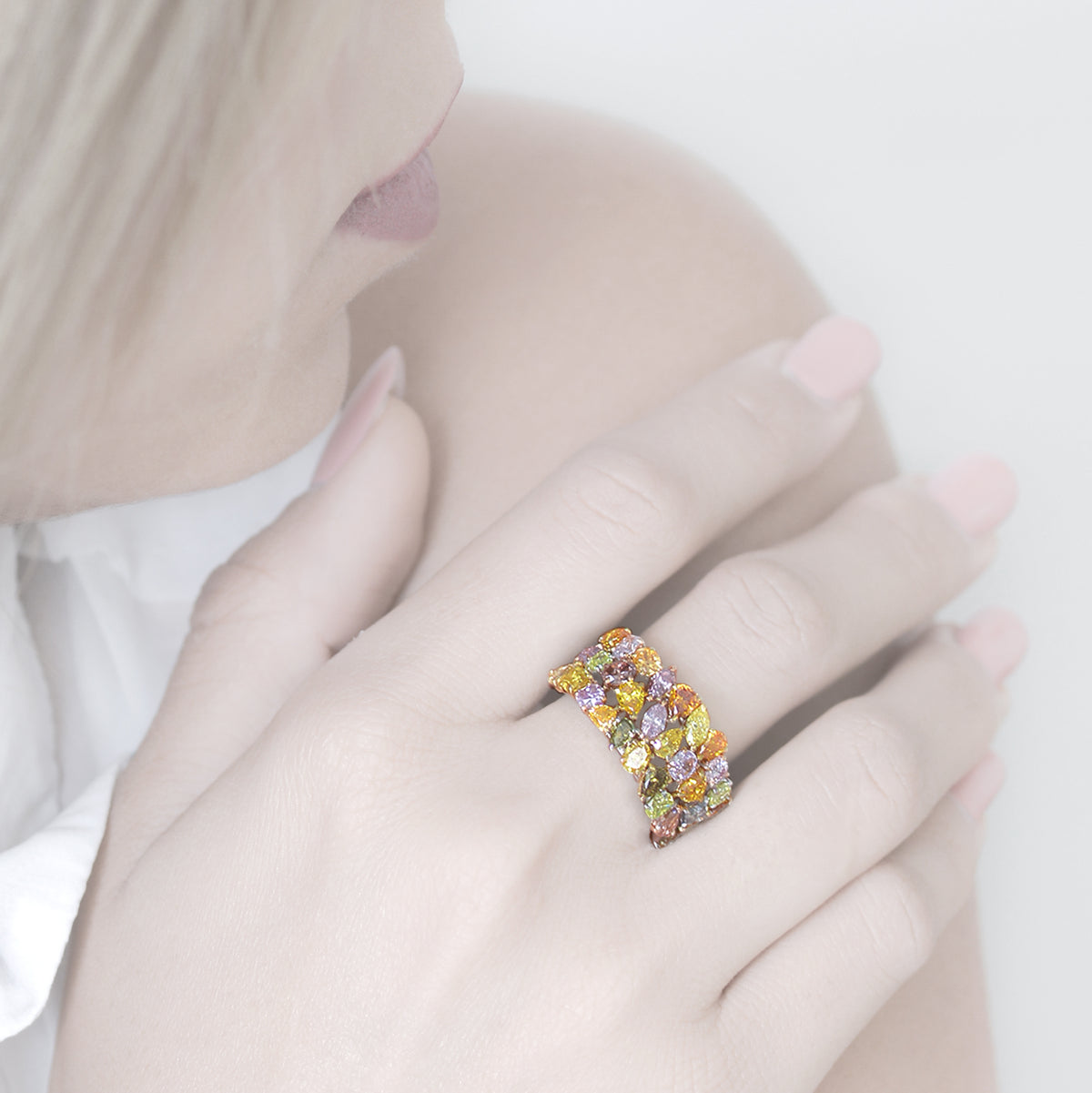 Mix Fancy Color Collage Designer Diamond Ring 