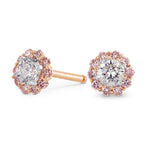 Colorless and Fancy Pink Diamond Halo Earrings
