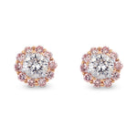 Colorless and Fancy Pink Diamond Halo Earrings