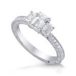 3 Stone Emerald-Cut Diamond Vintage-style Ring