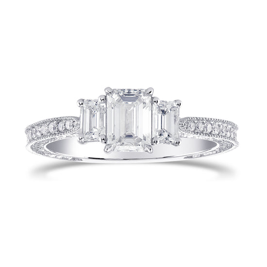 3 Stone Emerald-Cut Diamond Vintage-style Ring