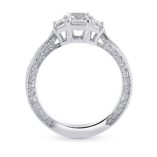 3 Stone Emerald-Cut Diamond Vintage-style Ring
