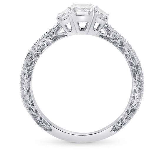 3 Stone Emerald-Cut Diamond Vintage-style Ring
