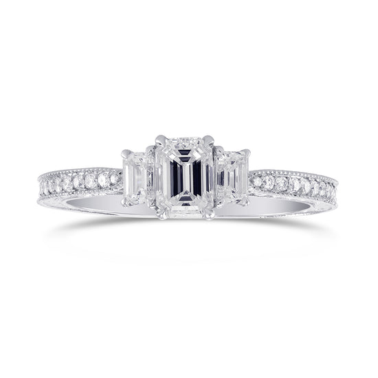 3 Stone Emerald-Cut Diamond Vintage-style Ring