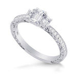 3 Stone Emerald-Cut Diamond Vintage-style Ring