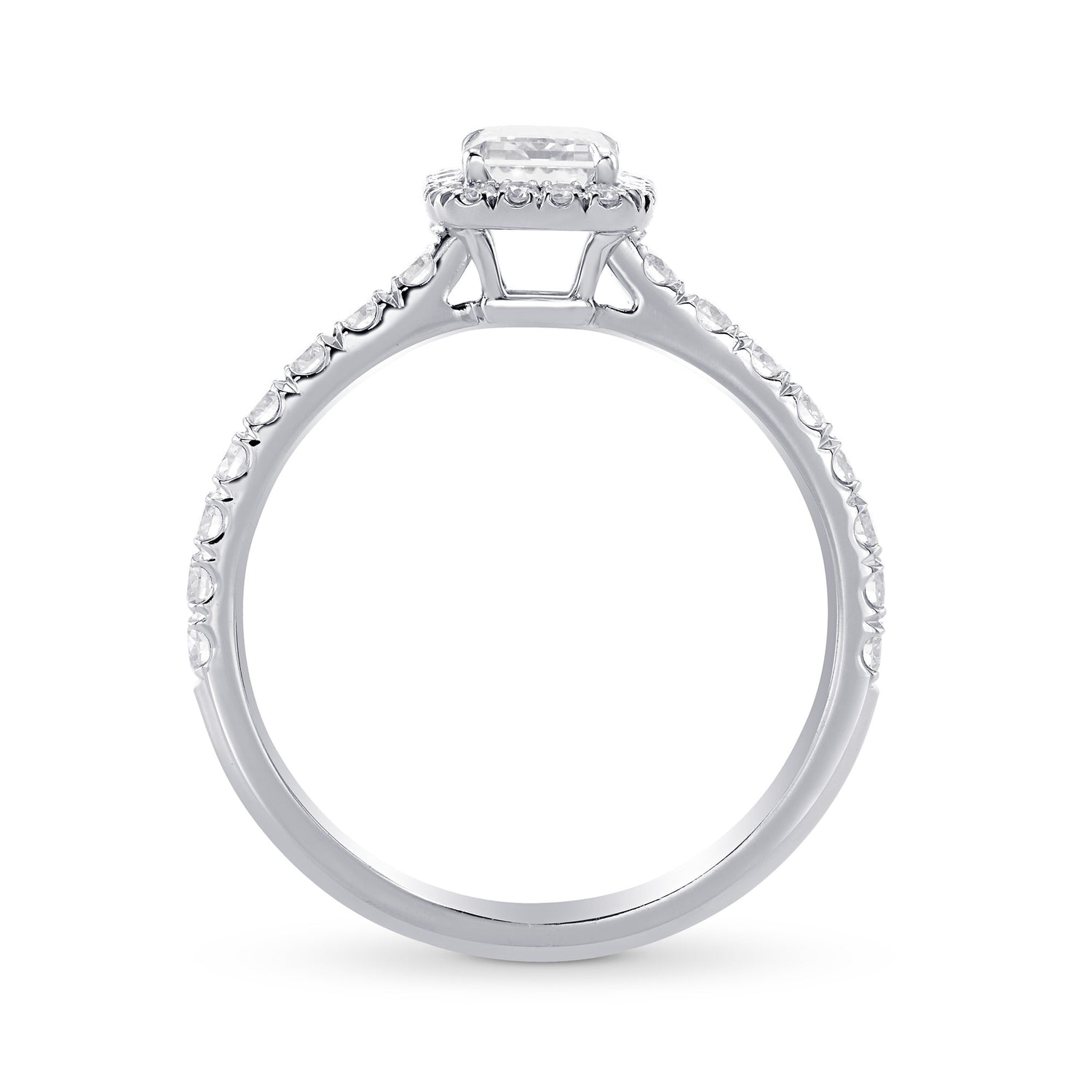 Emerald-cut Diamond Halo Engagement Ring